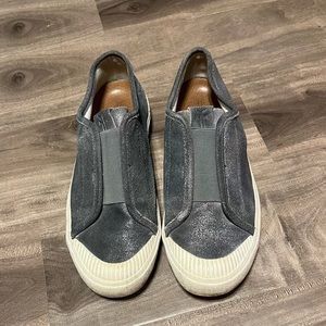 Frye Claudia Metallic Grey Slip on Sneakers size 9M